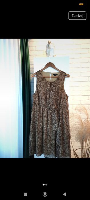 Sukienka hm panterka z boku falbaną r 44