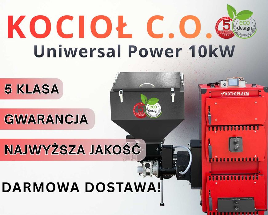 Kocioł, Piec - pellet, drewno, ekogroszek. UNIWERSAL POWER 10 kW