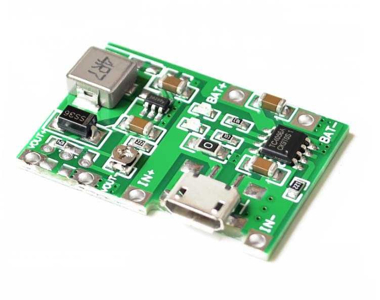 Повишаючий модуль живлення с зарядкою 4056