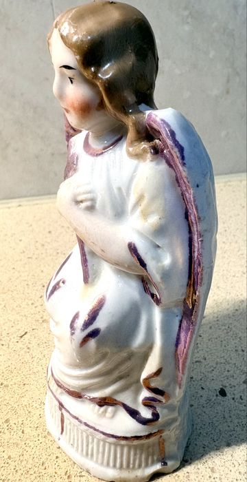 Amoroso antigo anjo com cruz em porcelana francesa do Sec. XIX