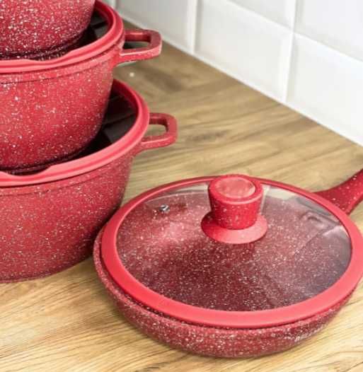 Набор посуды кастрюль с гранитным антипригарным покрытием антипригарна