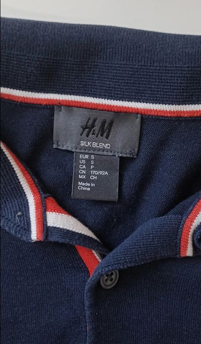 Polo azul em malha de manga curta HM