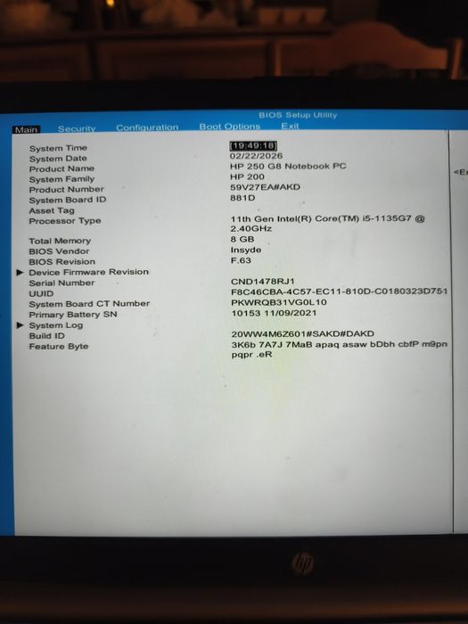 Laptop HP 250 GB