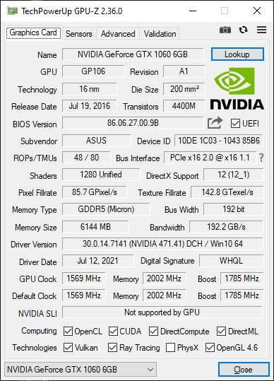 Karta graficzna Asus GeForce GTX 1060 Dual OC - 6GB