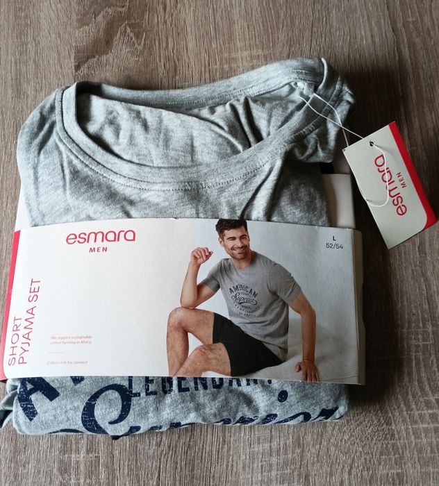 Piżama męska z krótkim rękawem szara L 52/54 Esmara Men