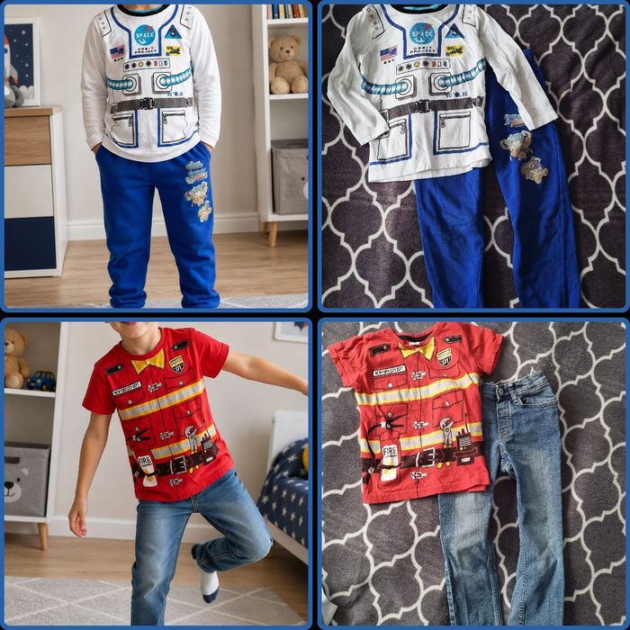 Paka ubrań dla chłopca 116/122 zestaw h&m spodnie bluzki