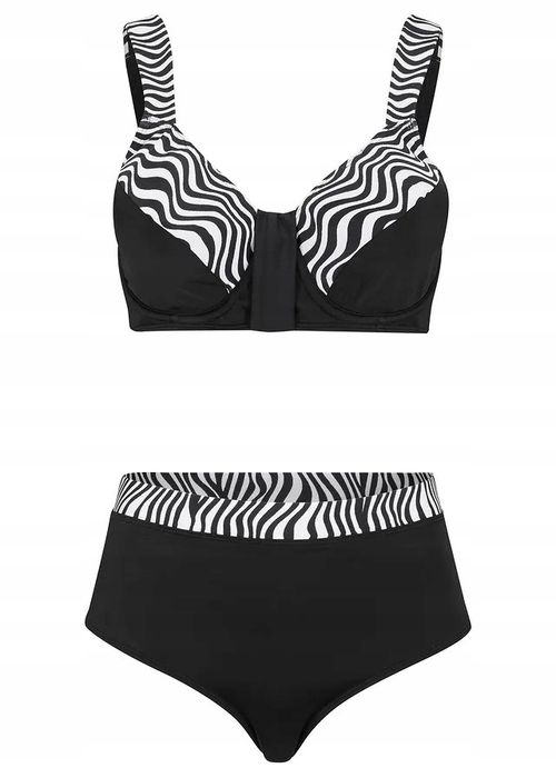 B.P.C bikini minimizer czarny wzór zebry z figami 46 (90D).
