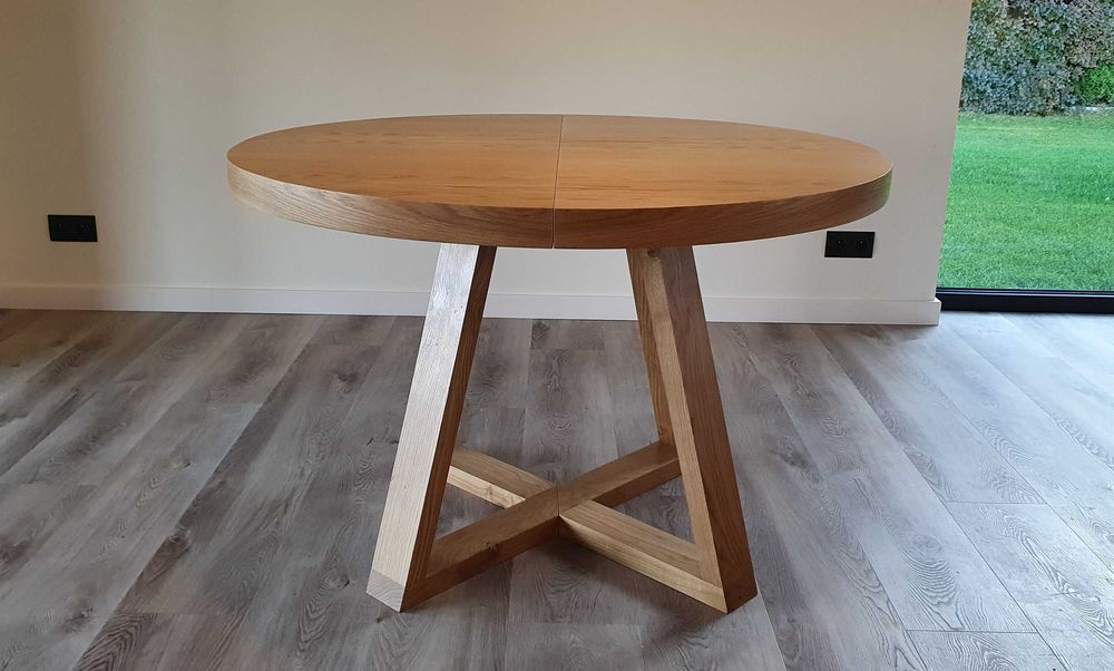 Nowoczesny stół dębowy okrągły rozkładany 2x50cm Loft 1
