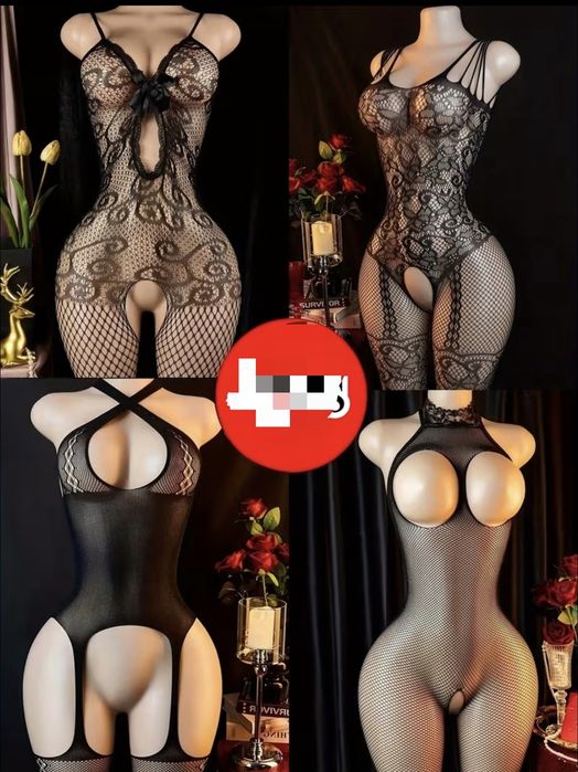Кружевное нижнее бельё сексуальный комплект боди сетка  пояс лиф трус