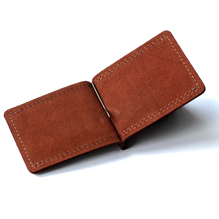 Затискач для грошей із натуральної шкіри Grand коньячний