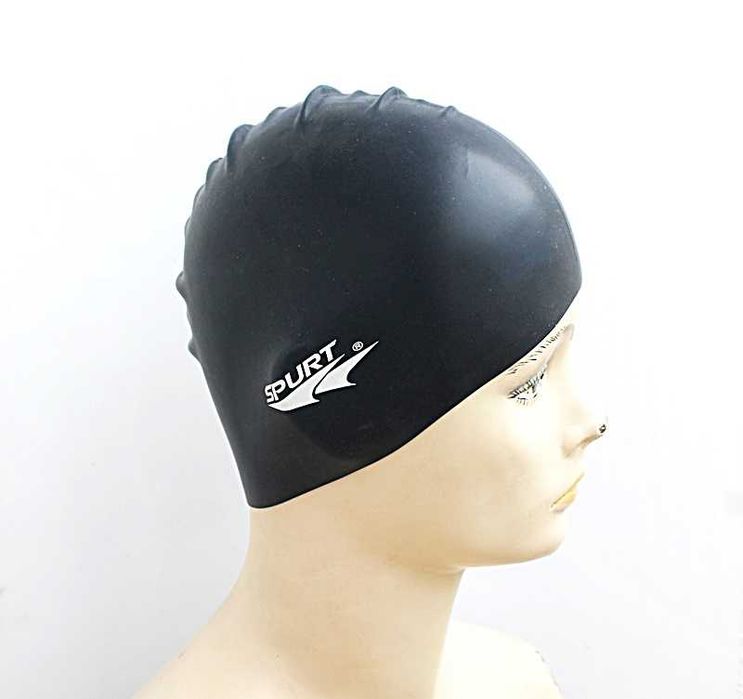 SPURT Markowy czepek pływacki silikonowy 5221 Czarny ZESTAW = 3 sztuki