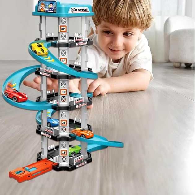 Детский игровой трек-паркинг с машинками 5-уровневый гараж
