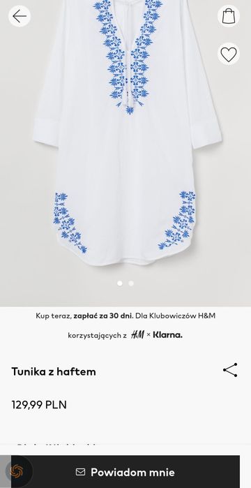 H&M nowa lekka biała tunika XL