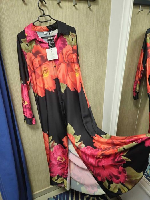 Sukienka długa, czarna, kwiaty plus size Infinite Italy !!!