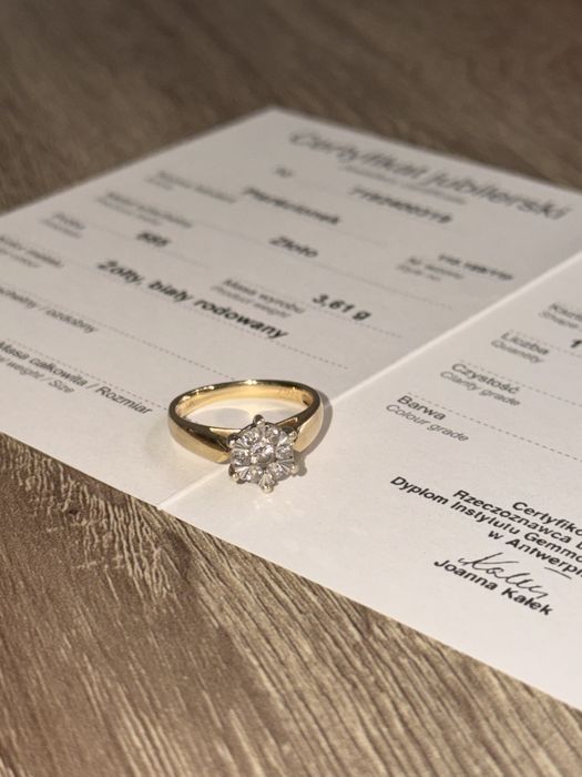 pierścionek z brylantem, złoto 585, pierścionek zaręczynowy, biżuteria złota