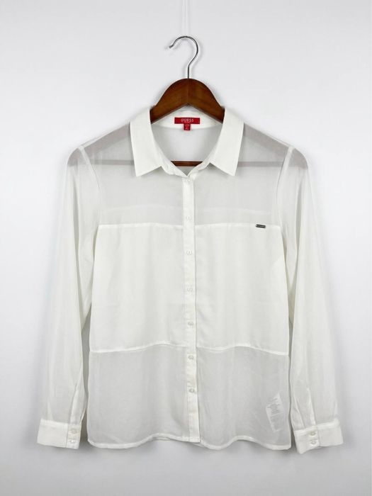 Сорочка-блузка Guess Los Angeles напівпрозора біла L-XL