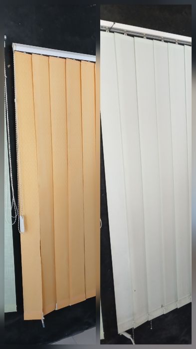Жалюзі тканинні вертикальні оранжеві, світло салатові
