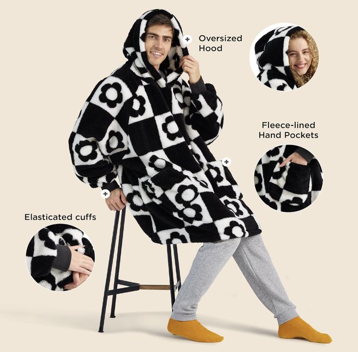 Bluza Koc z Kapturem BEDSURE Oversize | Ciepła | Sherpa | Nowa