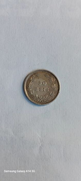 Moeda prata de 50 réis de D. Luís I de 1879