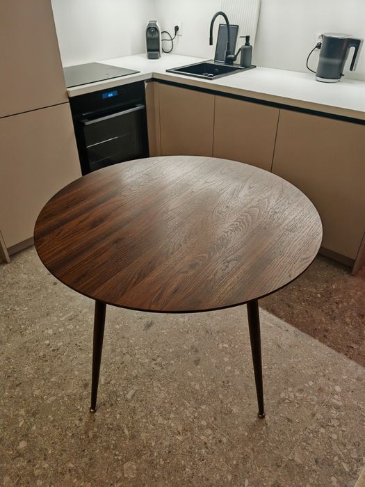 Stół okrągły blat średnica 100 cm - orzech