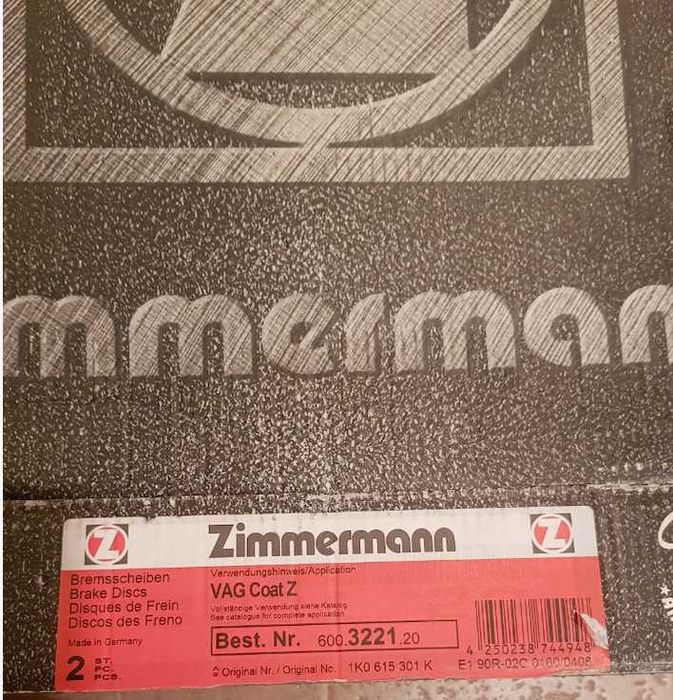 ZIMMERMANN COAT Z 600.3221.20. Гальмівні диски передні