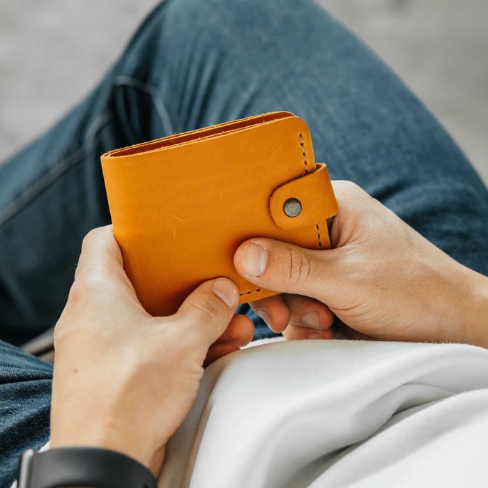 Чоловічий гаманець шкіряний Beefold рудий