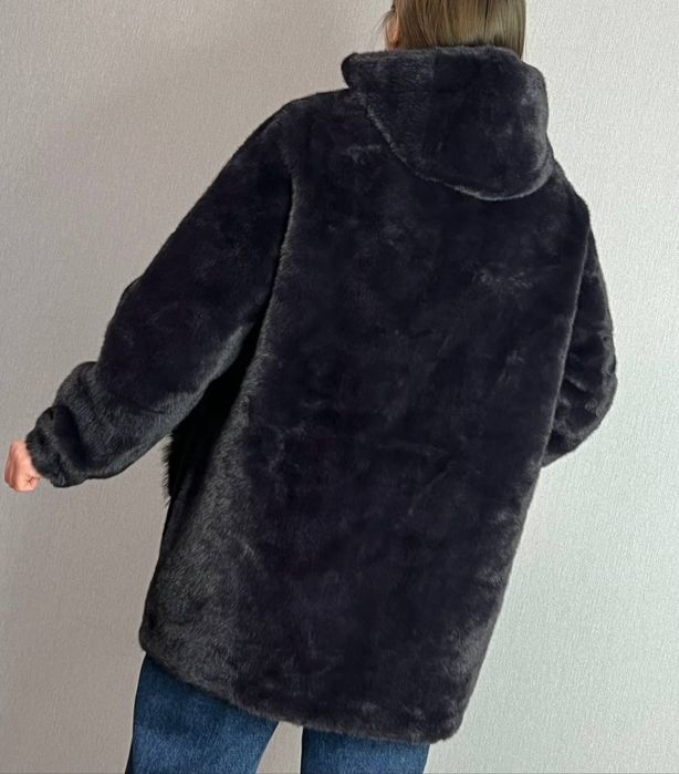 Шубка жіноча подовжена Шуба автоледи эко мех с капюшоном
