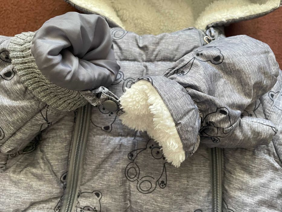 Kombinezon 5-10-15, szary w misie, rozm  86