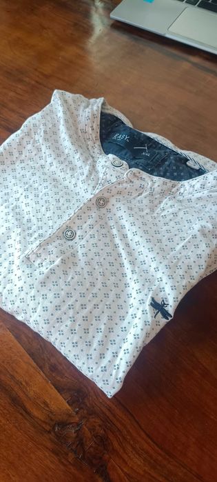 Koszulka polo wzorzasta XXL bawełna biała