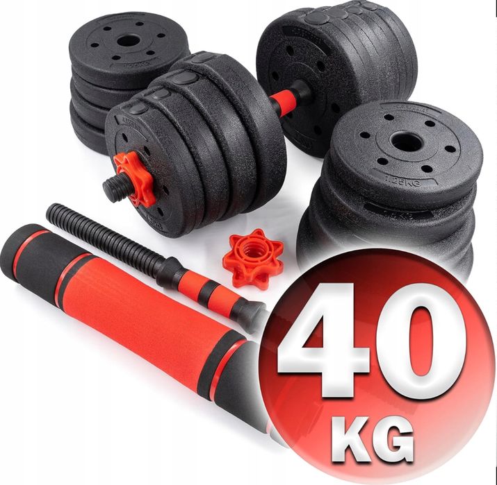 HANTLE HANTELKI 40 KG 2x20 KG ciężarki sztanga do ćwiczeń treningowe
