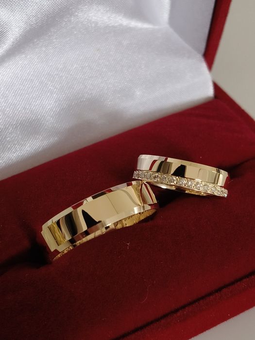 Złote Obrączki Ślubne - Wyjątkowe Obrączki z BRYLANTAMI 14 karat TANIO
