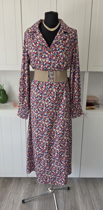 Nowa sukienka midi H&M w kwiaty wiskoza
