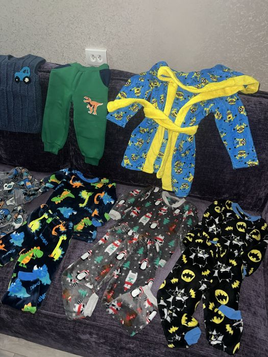 Теплые костюмы махровые пижамы ЛОТ ОДЕЖДЫ для мальчика штаны теплые