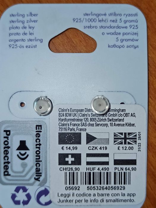 Brincos em prata de lei morangos- claire's NOVOS