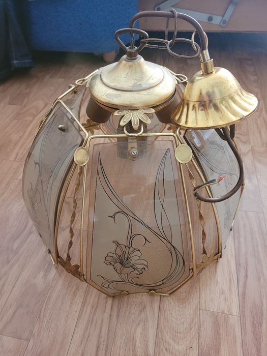 Żyrandol szklany retro.