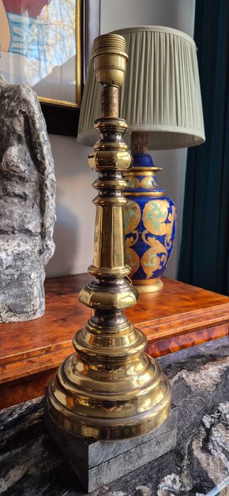 Mosiężna lampa hollywood regency mid century design antyk modern chic