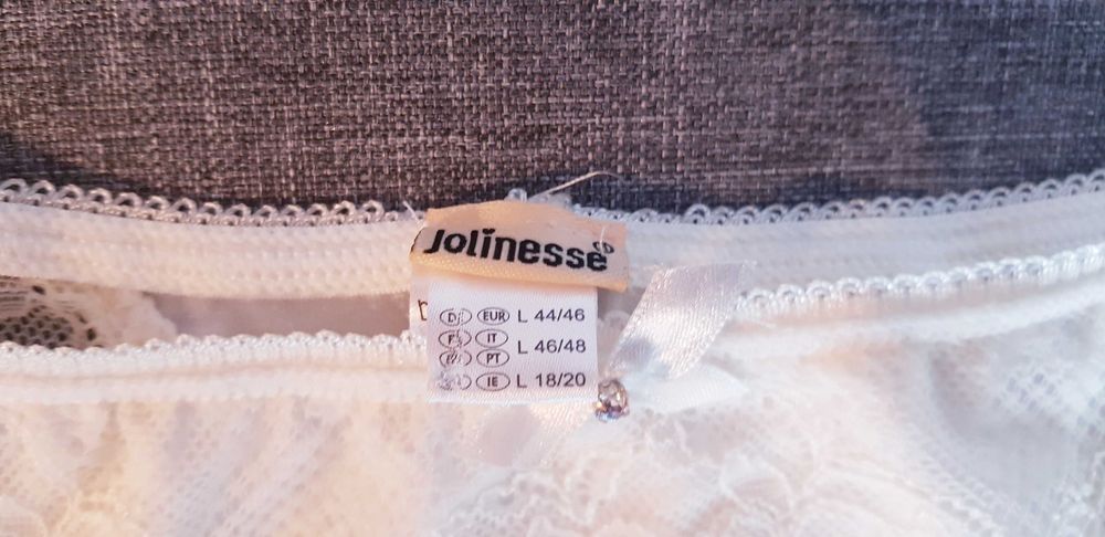 Stringi Białe Kremowe z Koronką Jolinesse rozm.  L / 44