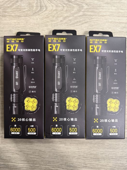 Надпотужний ліхтар Nitecore EX7 (USB-C) з торцевим магнітом, фокусом