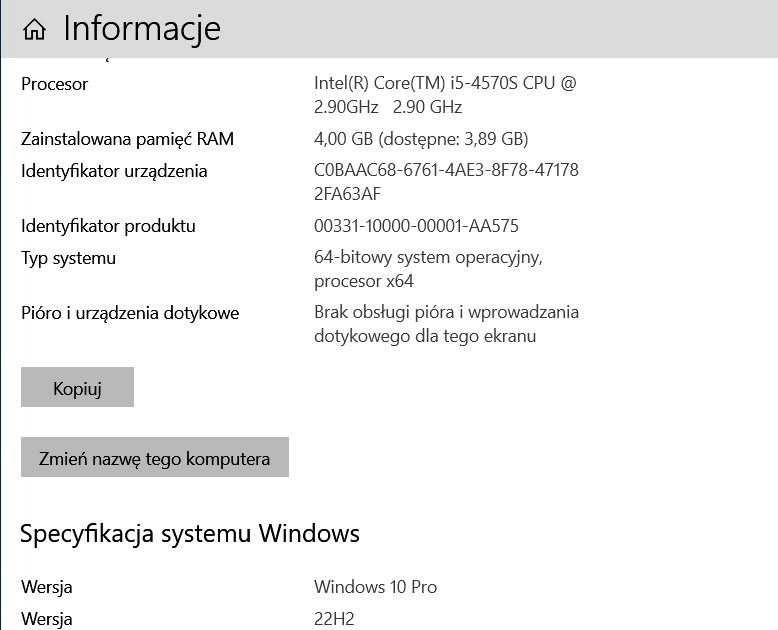 Komputer z procesorem INTEL i5-4570S , bios AMI