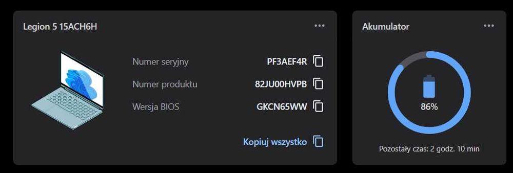 Laptop Lenovo Legion RTX 3060 32GB RAM 1TB W10 PRO DO GRANIA PRACA