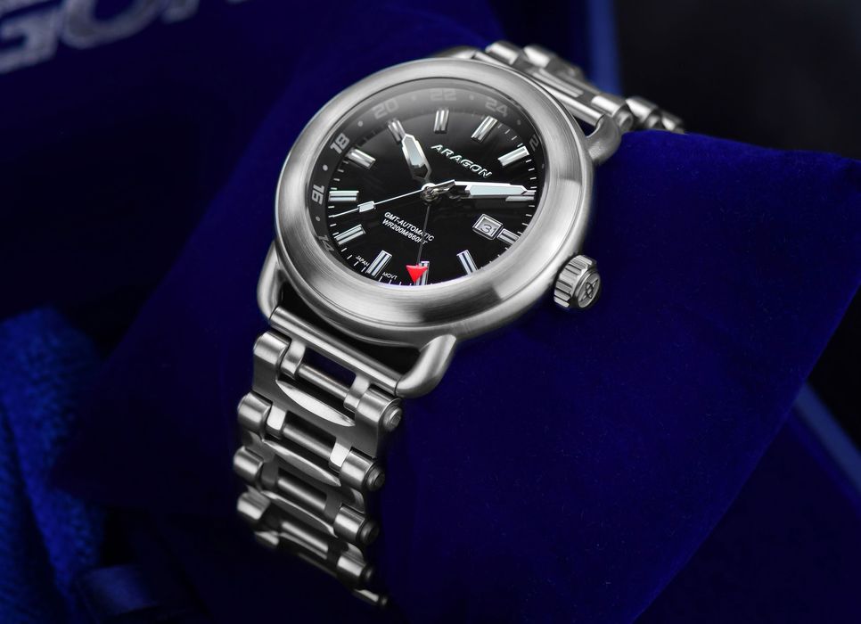 Годинник чоловічий механічний Aragon Millipede EVO GMT 50 mm NH34 Automatic Sapphire GMT 200 MT
