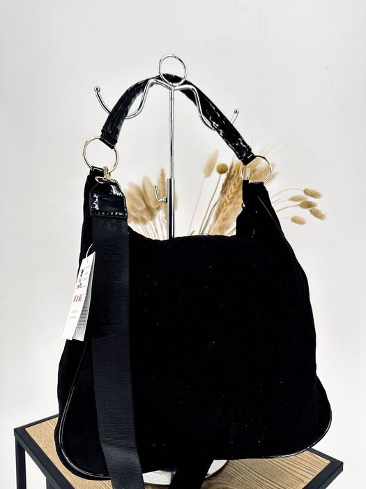 Nowa duża torebka a4 czarna worek zamsz shopperka