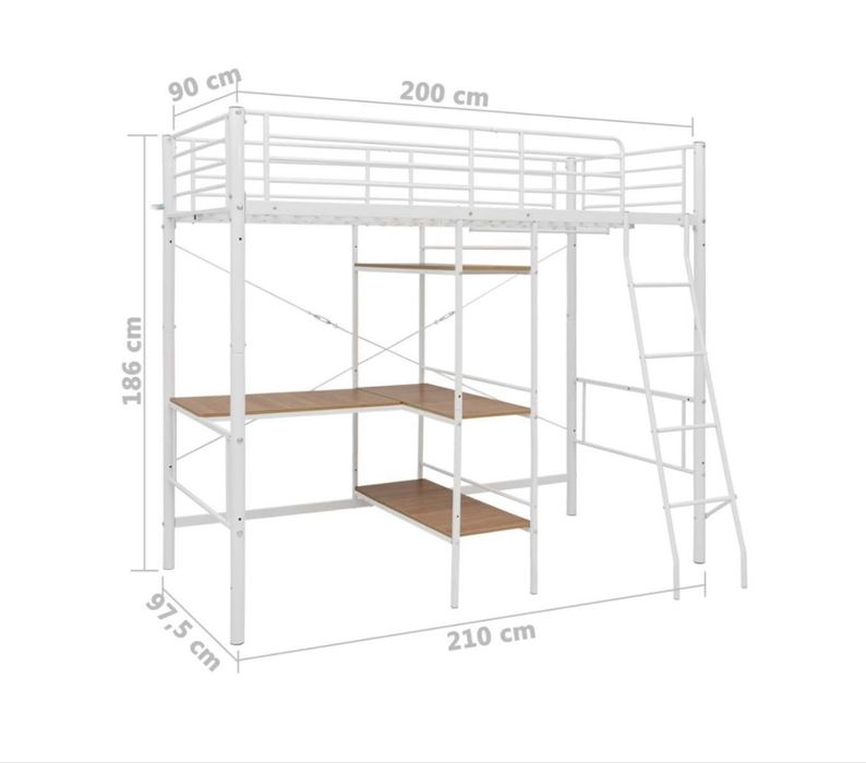 Cama Beliche com Secretária vidaXL (90x200cm) - NOVA NA CAIXA