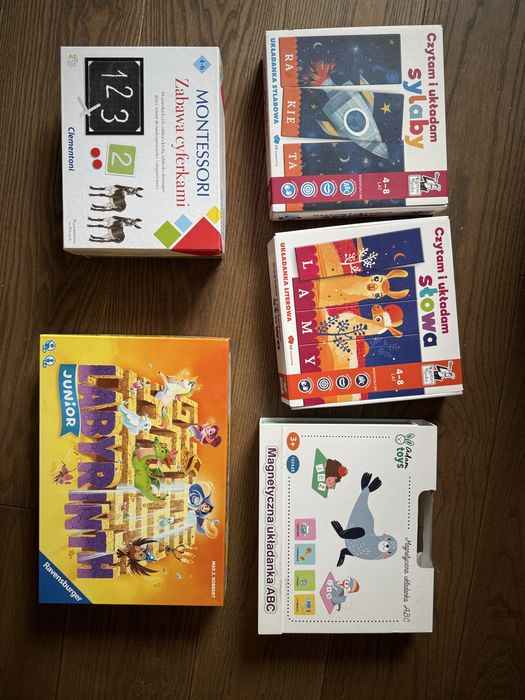 Zestaw matematyka czytanie montessori i gra planszowa