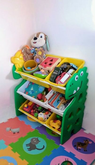 Regał na zabawki Dinozaur 62x64 plastikowy Kolorowy Organizer pojemnik