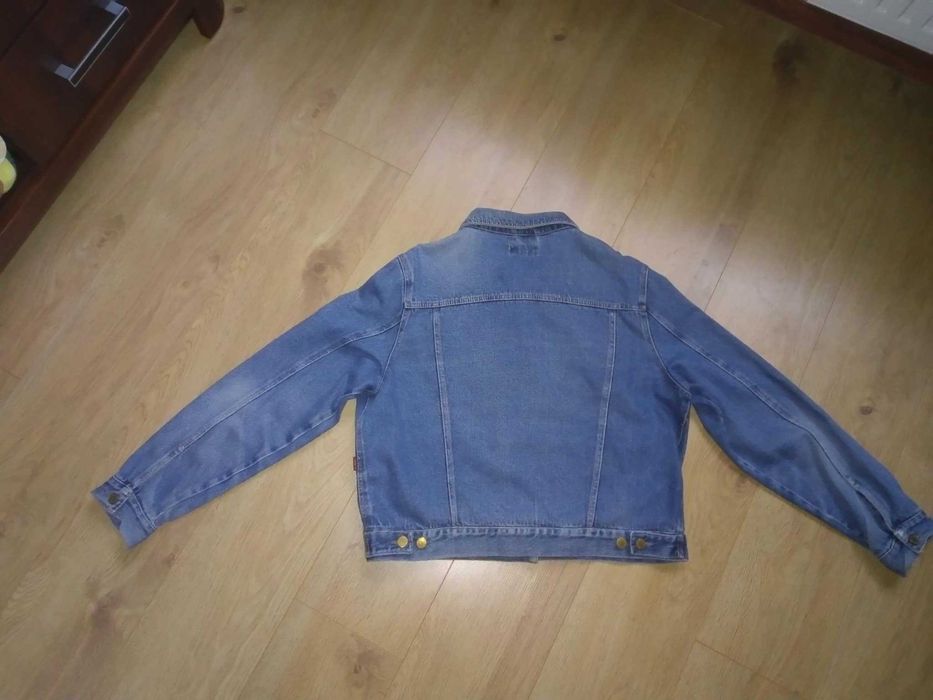 Kurtka jeansowa dżinsowa damska granatowa niebieska PRL jeans kieszeń