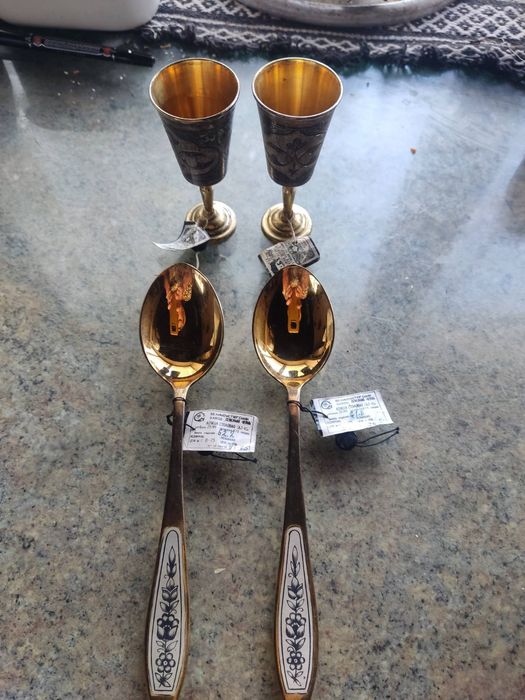 На подарок Новый год серебряный набор ложка серебро 875 пробы срібна