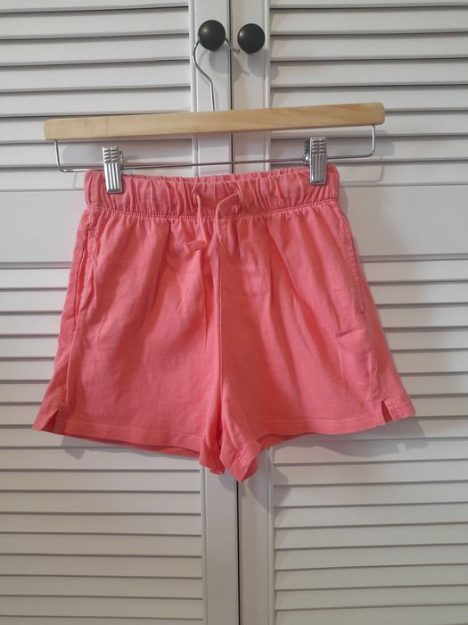 H&M krótkie spodenki szorty 134 morelowe pomarańczowe
