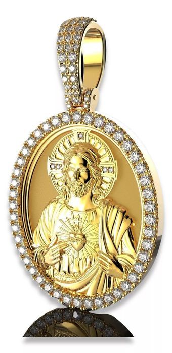 Zawieszka Jezus z żółtego 14k złota z Diamentami Gdańsk (konfiguruj)