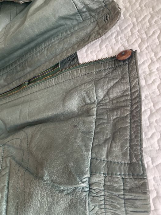 Blusao em pele vintage verde